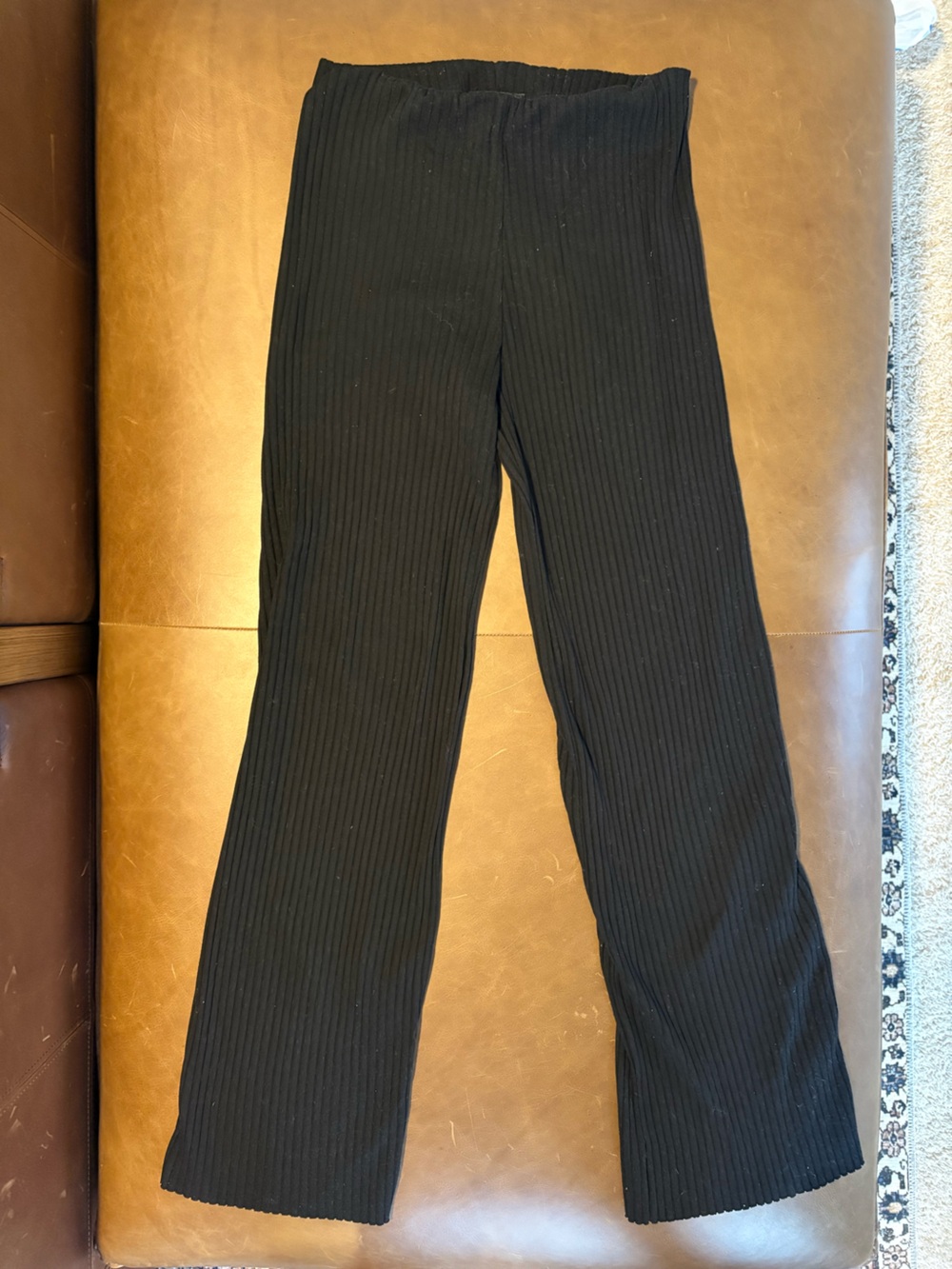 Zara Black Ribbed Flared Pants